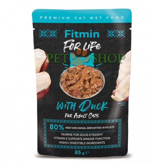 <p><strong>Fitmin For Life Adult duck – Hrana umeda completă pentru pisici adulți - carne de rata in sos propriu.</strong></p>