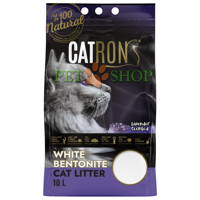 <p><strong>Așternut pentru pisici din bentonită albă de înaltă calitate cu aroma de lavandă.</strong></p>

<p><strong>100% natural și inofensiv, 99% fara praf, 0% mirosuri, Ultra absorbant \ Intarire instantanee \ Calitate ultra premium \ Consum economic</strong></p>