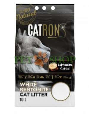 <p><strong>Așternut pentru pisici din bentonită albă de înaltă calitate cu aromă de cappuccino.</strong></p>

<p><strong>100% natural și inofensiv, 99% fara praf, 0% mirosuri, Ultra absorbant \ Intarire instantanee \ Calitate ultra premium \ Consum economic</strong></p>