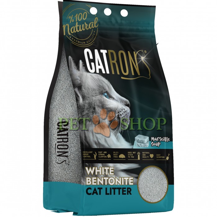 <p><strong>Așternut pentru pisici din bentonită albă de înaltă calitate cu aroma săpun de Marsilia. Granule: 1,5 - 4 mm. </strong></p>

<p><strong>100% natural și inofensiv, 99% fara praf, 0% mirosuri, Ultra absorbant \ Intarire instantanee \ Calitate ultra premium \ Consum economic</strong></p>