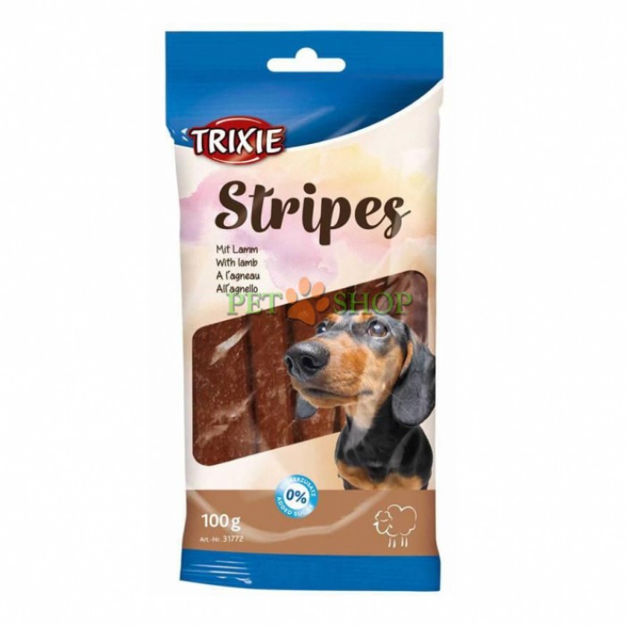 <p><strong>Натуральное лакомство для собак в виде жевательных палочек с мясом ягненка. Вкусное и полезное дополнение к основному рациону вашего любимца. Лакомство для собак Trixie Stripes также можно использовать как поощрение во время дрессировки.</strong></p>
