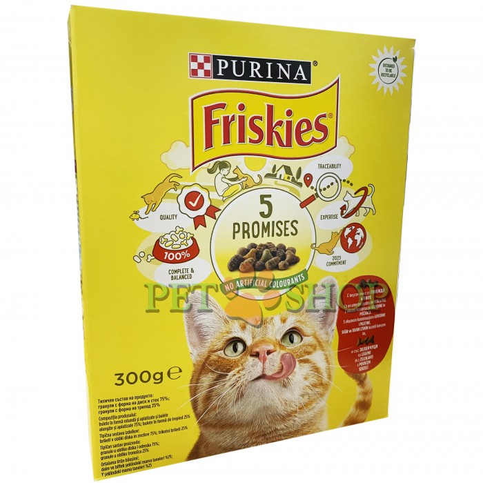 <p><strong>Cухой корм Friskies для взрослых кошек мясо, курица, печень 300 гр</strong></p>