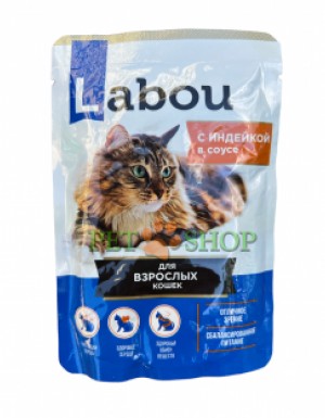 <p><strong>Labou Полнорационный консервированный корм для взрослых кошек с индейкой в соусе, 85 гр</strong></p>