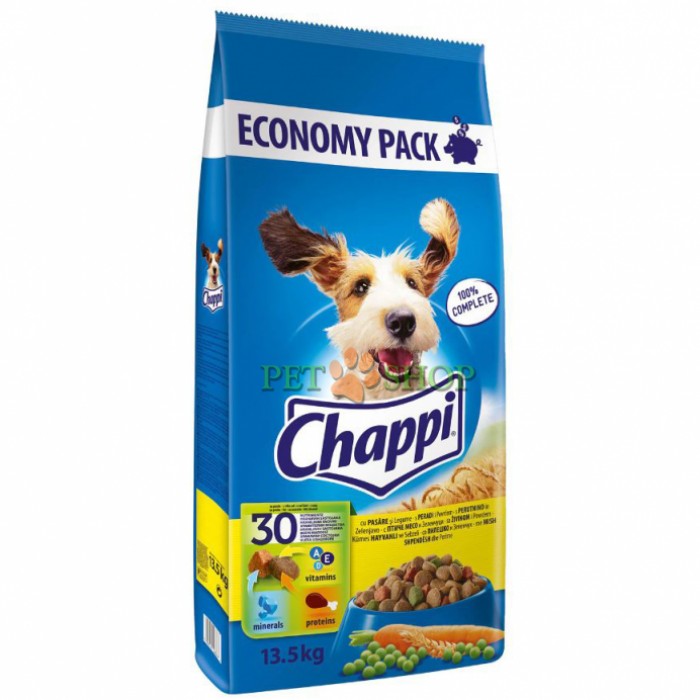 <p><strong>Chappi - полноценный сухой корм для собак с птицей и овощами 1 кг на развес</strong></p>
