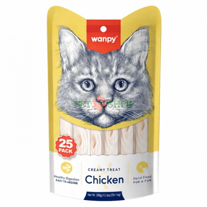 <p><strong>Аппетитное лакомство с кремовой текстурой на основе куриного мяса для взрослых кошек и котят старше 3 месяцев, 25 шт. по 14 грамм (1 пакетик)</strong></p>