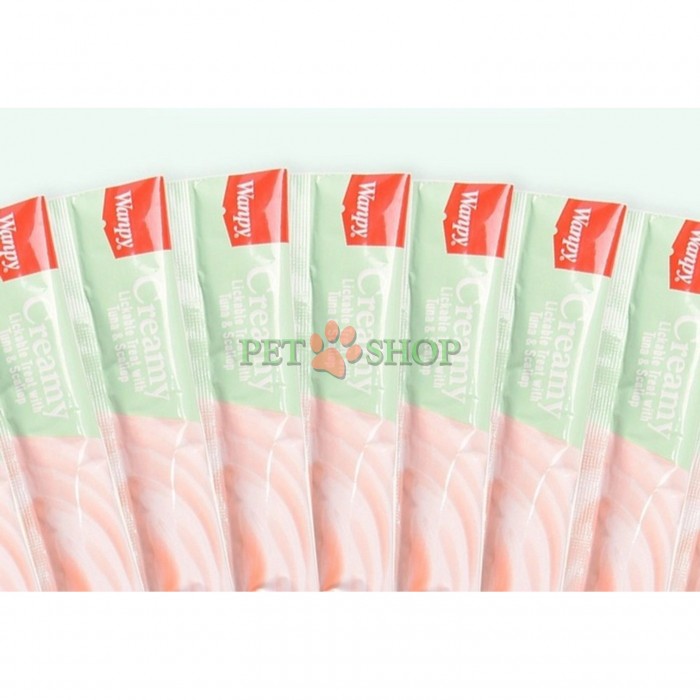 <p><strong>Wanpy Creamy Lickable Treats Tuna, Scallop</strong> &ndash; gustare lichidă pentru pisici cu ton și scoici, 25 buc. a c&acirc;te 14 g (1 plic).</p>