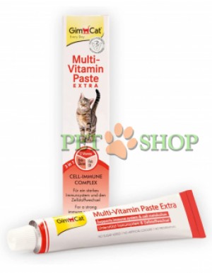 <p><strong>GimCat Multi-Vitamin Paste Extra Pasta extra multivitaminica pentru pisici, 100 gr.</strong></p>