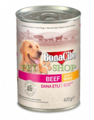 <p><strong>Bucăți în sos cu carne de vită pentru câini adulți 400 gr</strong></p>