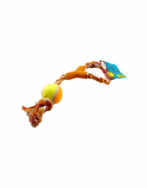 <p><strong>Веревочная игрушка с мячом, разные цвета, 38 см</strong></p>