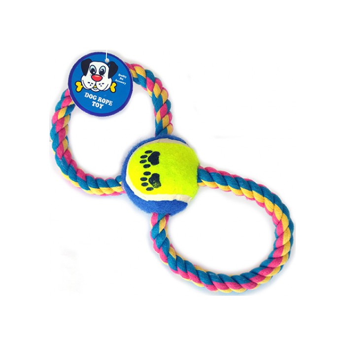 <p><strong>Веревочная игрушка "Восьмерка" с одним мячом, диаметр - 6 см, длина - 25 см</strong></p>