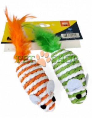 <p><strong>Мышь сизаль с перьями, длина - 9 см, разные цвета, 1 шт</strong></p>