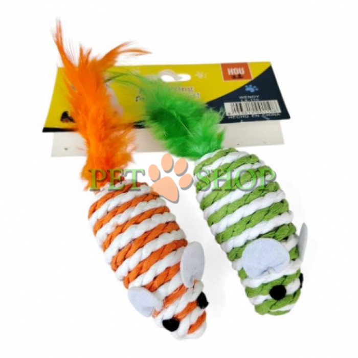 <p><strong>Мышь сизаль с перьями, длина - 9 см, разные цвета, 1 шт</strong></p>