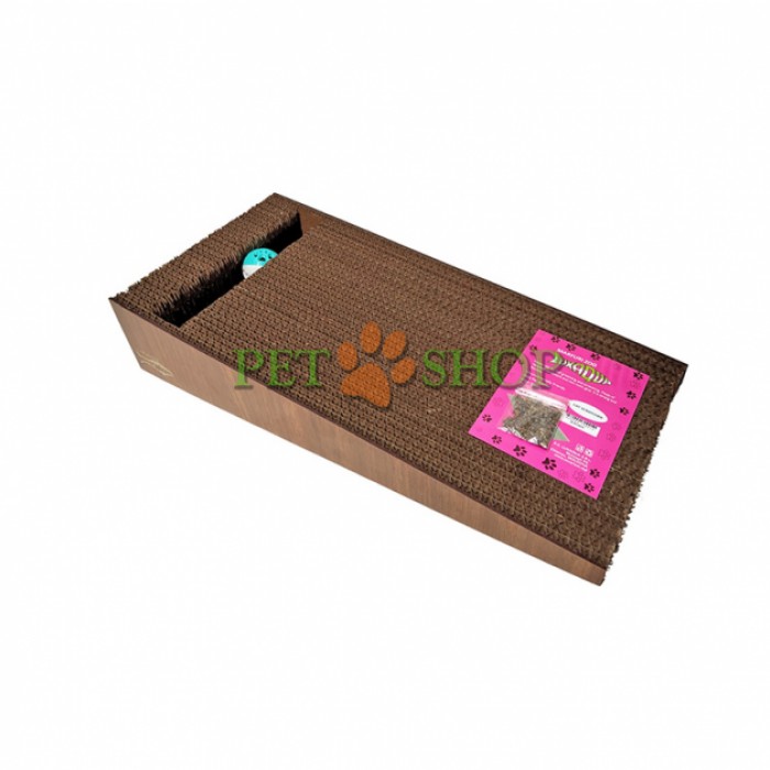 <p><strong>Когтеточка картонная+погремушка, с боковиной из MDF, -24, 43*8*22 см</strong></p>