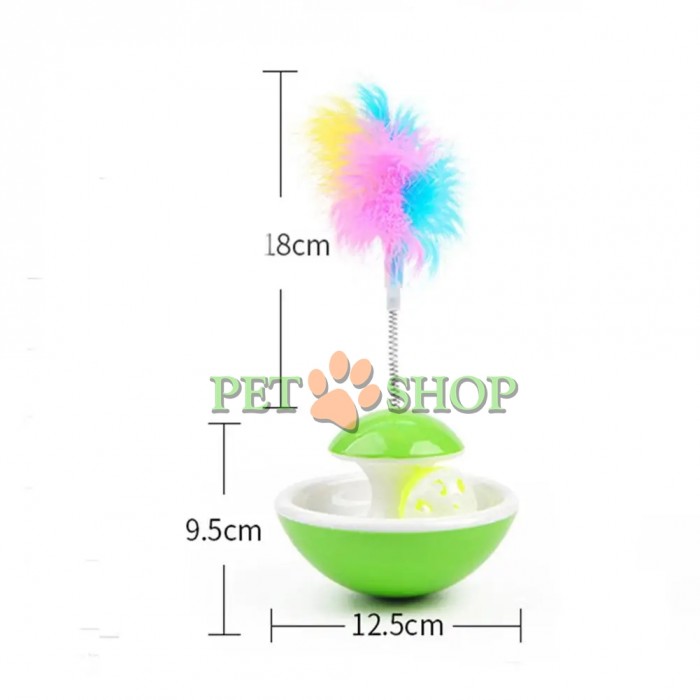 <p><strong>Интерактивная игрушка для кошек Неваляшка с мячиком и пером на пружине 18х12,5 см Микс цветов</strong></p>
