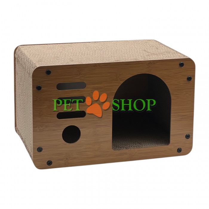 <p>Zg&acirc;rietor din carton pentru pisici, &icirc;n formă de căsuță radio, 48&times;24&times;24 cm.</p>