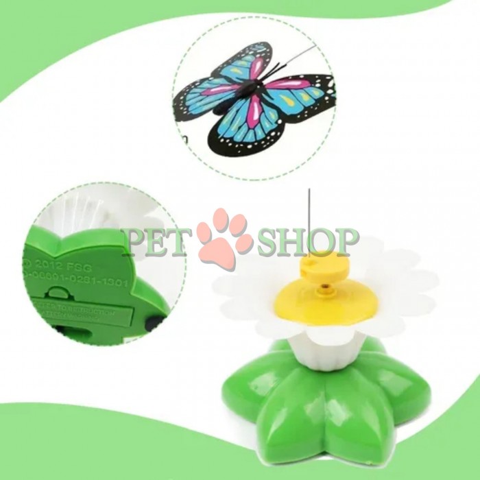 <p>Jucărie interactivă rotativă pentru pisici &bdquo;Margaretă cu fluture&rdquo;. Diametrul florii este de 8 cm, &icirc;nălțimea de 5,5 cm.</p>