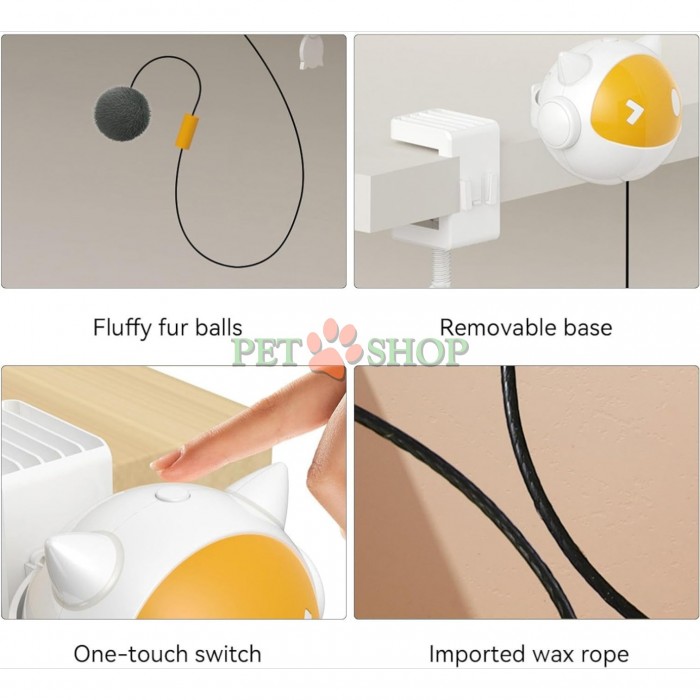 <p>Интерактивная игрушка-дразнилка в виде котика с пушистым мячиком на регулируемой веревке для кошек. Игрушка способствует поддержанию физической активности любимца и удовлетворяет охотничьи инстинкты питомца.&nbsp;<strong>Батарейки в комплект не входят.</strong></p>