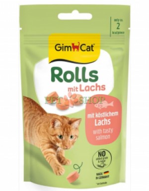 <p><strong>Gimcat Rolls Salmon</strong> -&nbsp;идеальное лакомство с лососем для игры и удовольствия. Их круглая форма позволяет им отлично катиться по полу, побуждая вашу кошку больше двигаться. В упаковке 40 гр находится примерно 80 шт.</p>