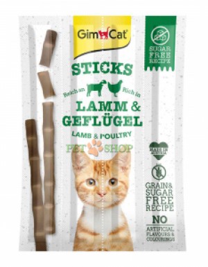 <p><strong>Мясные палочки для кошек Gimcat - стикс со вкусом ягненка и птицы, 4 палочки по 5 грамм </strong></p>