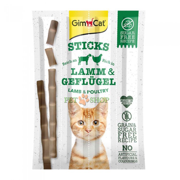 <p><strong>Мясные палочки для кошек Gimcat - стикс со вкусом ягненка и птицы, 4 палочки по 5 грамм</strong></p>