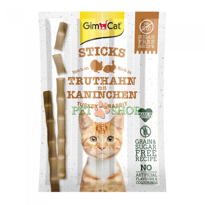 <p><strong>Мясные палочки для кошек Gimcat - стикс со вкусом индейки и кролика, 4 палочки по 5 грамм </strong></p>