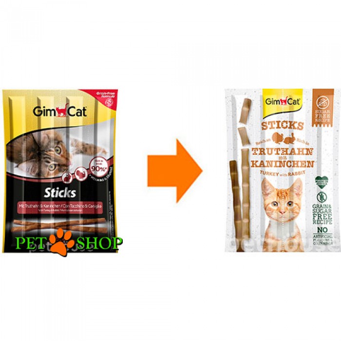<p><strong>Мясные палочки для кошек Gimcat - стикс со вкусом индейки и кролика, 4 палочки по 5 грамм </strong></p>