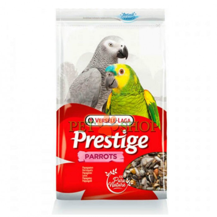<p><strong>VERSELE-LAGA Prestige Parrots Hrana pentru papagali mari Hrana completa pentru papagali mari este un amestec de baza, cu mai multe tipuri de seminte albe de floarea soarelui.</strong></p>