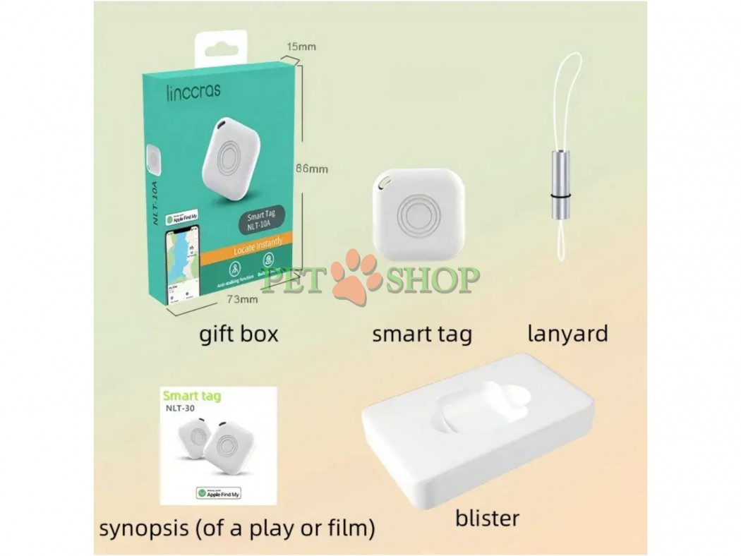 <p><strong>Linccras Smart Tag NLT-10A&nbsp;Bluetooth трекер, квадратный</strong> -&nbsp;компактный и лёгкий трекер‑локатор для домашних животных. Идеальный аксессуар для собак и кошек, который помогает вам быстро находить питомца, если он убегает или теряется. Трекер имеет квадратную форму размером <strong>3,6 &times; 3,6 см</strong>, что делает его удобным для крепления к ошейнику или подвеске.</p>