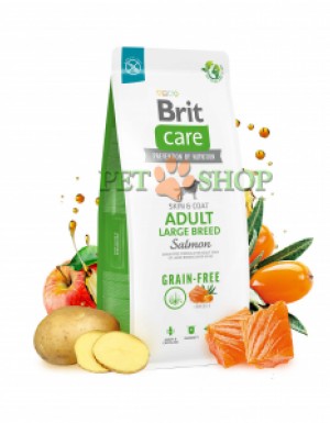 <p><strong>Brit Care Grain-free Adult Large Breed Salmon & Potato 1 кг на развес - Беззерновая формула с лососем и картофелем для взрослых собак крупных пород более 25 кг</strong></p>