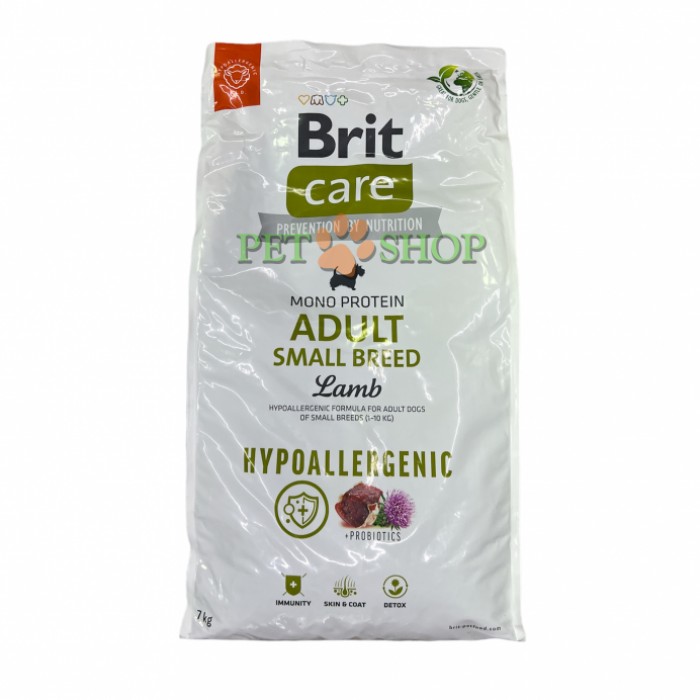 <p><strong>Brit Care Adult Small Breed Lamb & Rice 7 кг - Гипоаллергенная формула с ягненком и рисом для взрослых собак малых пород от 1 до 10 кг </strong></p>