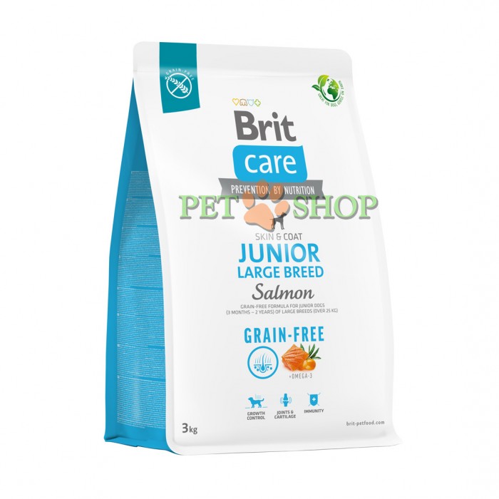 <p><strong>Brit Care Grain-free Junior Large Breed Salmon & Potato 3 kg - Беззерновая формула с лососем и картофелем для молодых собак (3 месяца – 2 года) крупных пород более 25 кг</strong></p>