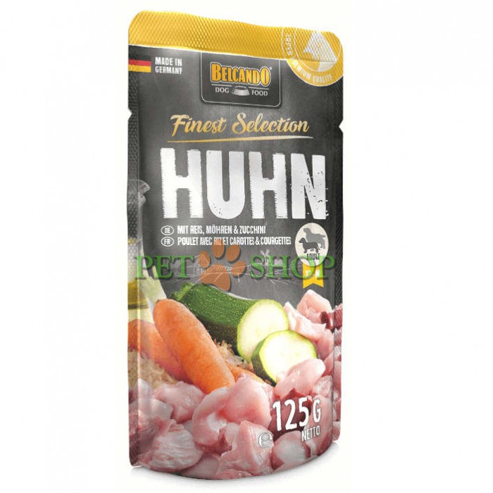 <p><strong>Консервированный корм Belcando курица с рисом и морковью и цукини - это вкусное мясо в корме для собак приправленое лучшими ингредиентами и приготавливается отдельными порциями.&nbsp;</strong></p>