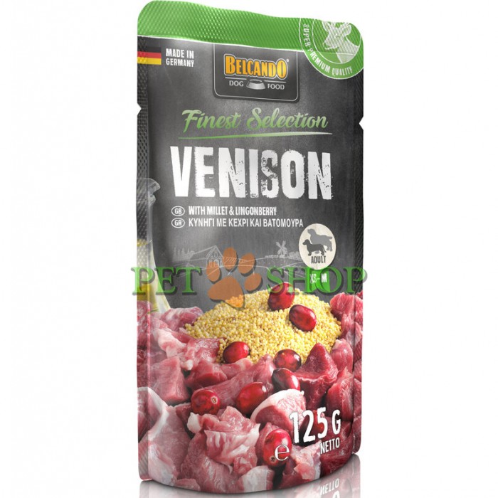 <p><strong>Дичь с просом и брусникой для собак. Изготавливаются из бережно обработанных натуральных продуктов без применения ароматизаторов, красителей и консервантов.</strong></p>