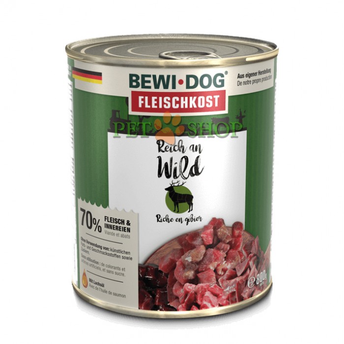 <p><strong>Bewi Dog rich in venison, консервы для собак с олениной. Сделано в Германии.</strong></p>