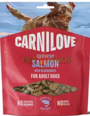 <p><strong>Carnilove Dog Snack Salmon with Blueberries</strong>&nbsp;- хрустящие мясные лакомства с лососем и черникой. Для взрослых собак всех пород.&nbsp;<strong>Без зерновых -&nbsp;Без добавления сахара - Без добавления красителей.</strong></p>