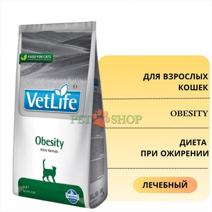 <p><strong>Farmina Vet Life Cat Obesity &mdash;</strong>&nbsp;лечебный диетический сухой корм для взрослых кошек с излишнем весом.</p>