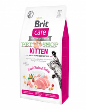 <p><strong>Brit Care Cat Grain-Free Kitten Healthy Growth 1 kg полнорационный корм для котят, беременных и кормящих кошек, на развес</strong></p>