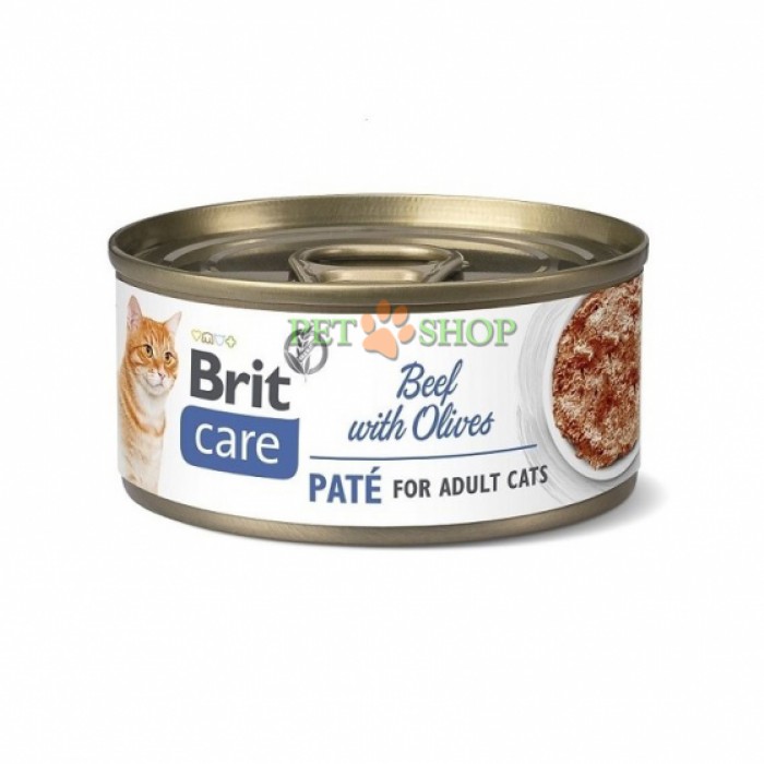 <p><strong>Brit Care Cat паштет из говядины с оливками 70 грамм. Вкусный деликатесный паштет со сбалансированной рецептурой понравится даже самой избирательной кошке.</strong></p>