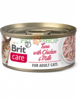 <p><strong>Brit Care Cat 70 грамм тунец с курицей и молоком. Сочное филе со сбалансированнрй рецептурой понравится даже самой избирательной кошке</strong></p>
