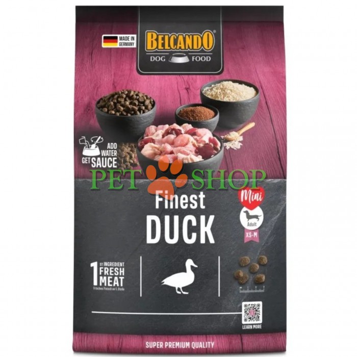 <p><strong>Belcando Finest Duck 4 kg &ndash; hrană uscată superpremium pentru c&acirc;ini pretențioși de talie mică și medie.</strong></p>
