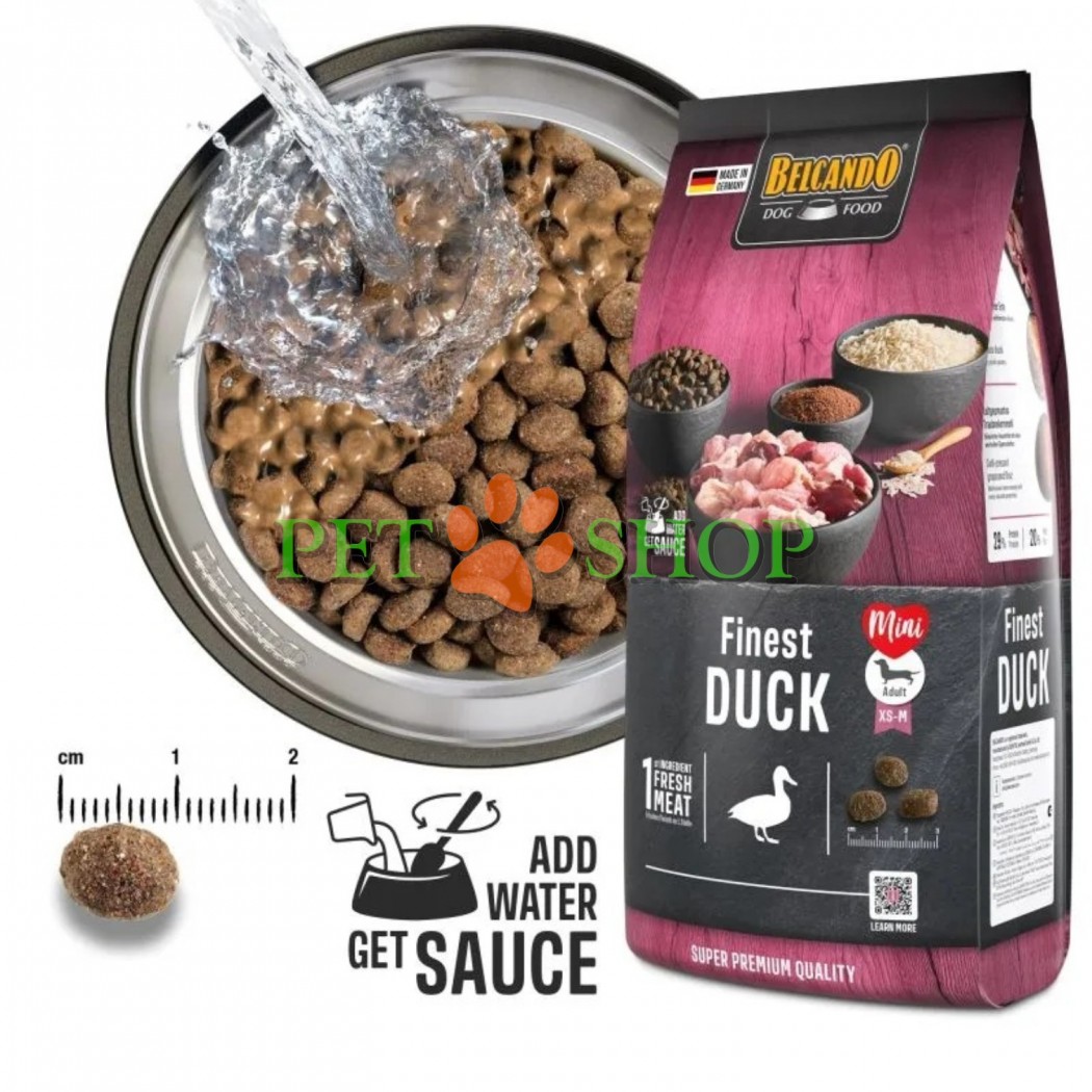 <p><strong>Belcando Finest Duck 4 kg &ndash; hrană uscată superpremium pentru c&acirc;ini pretențioși de talie mică și medie.</strong></p>
