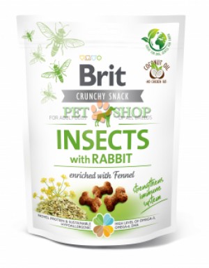 <p><strong>Delicatese crocante funcționale cu insecte și iepuri. Îmbogățite cu fenicul.</strong> Hrană suplimentară funcțională pentru câini.</p>