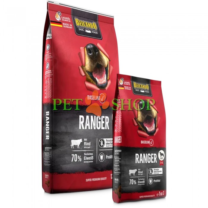 <p><strong>Belcando Basline Ranger Beef </strong>- для взрослых собак с нормальным уровнем активности с&nbsp;говядиной. 70% животного белка. Беззерновая формула.</p>
