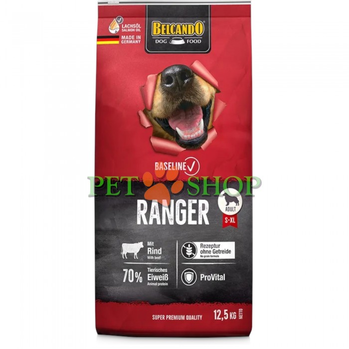 <p><strong>Belcando Basline Ranger Beef </strong>- для взрослых собак с нормальным уровнем активности с&nbsp;говядиной. 70% животного белка. Беззерновая формула.</p>