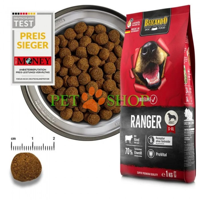 <p><strong>Belcando Basline Ranger Beef </strong>- для взрослых собак с нормальным уровнем активности с&nbsp;говядиной. 70% животного белка. Беззерновая формула.</p>