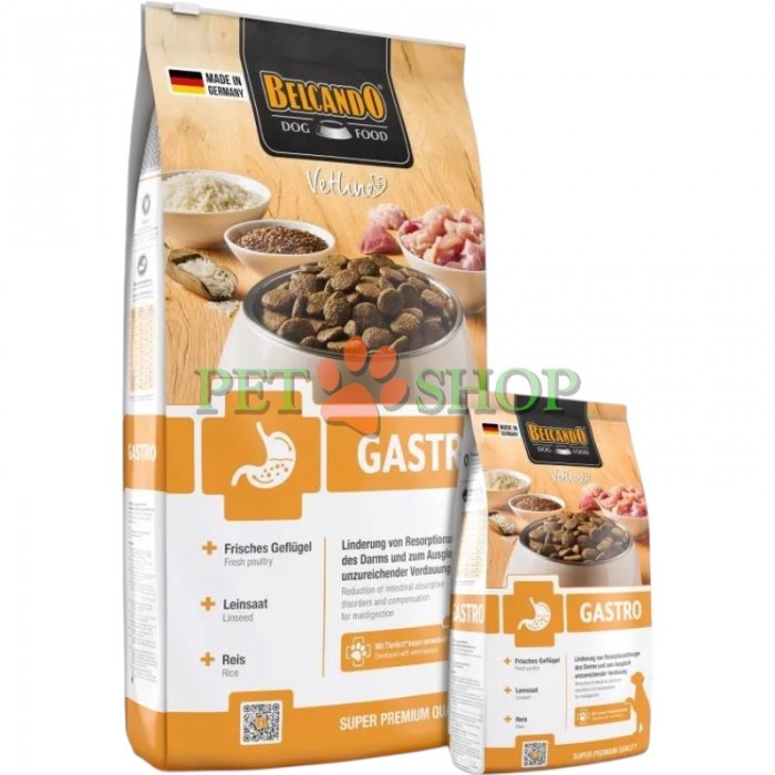 <p><strong>Belcando Vetline Gastro</strong> - диетический полнорационный корм для собак, направленный на снижение нарушений всасывания в кишечнике и компенсацию нарушений пищеварения.</p>