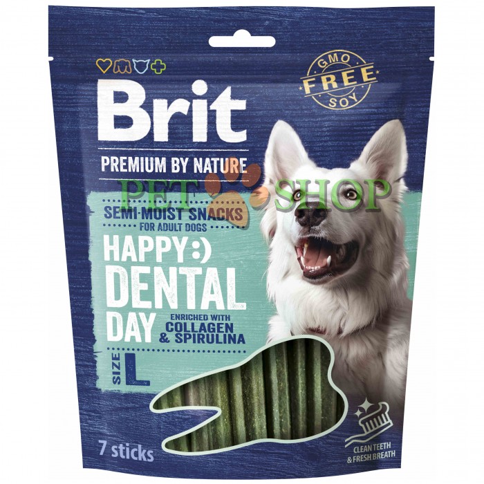 <p><strong>Лакомства для собак больших пород Brit Premium Dental Snacks L с коллагеном и спирулиной 250 гр.</strong></p>