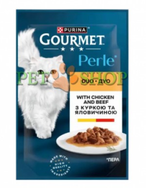 <p><strong>Gourmet Perle Duo с курицей и говядиной 85 гр</strong></p>