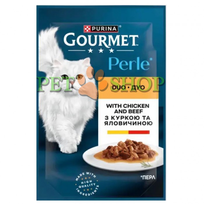 <p><strong>Gourmet Perle Duo с курицей и говядиной 85 гр</strong></p>