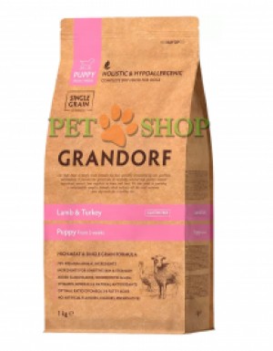 <p><strong>Grandorf DOG LAMB & TURKEY PUPPY - Грандорф Сухой комплексный корм для щенков с трех недель беременных и лактирующих сук мелких и средних пород 1 кг</strong></p>
